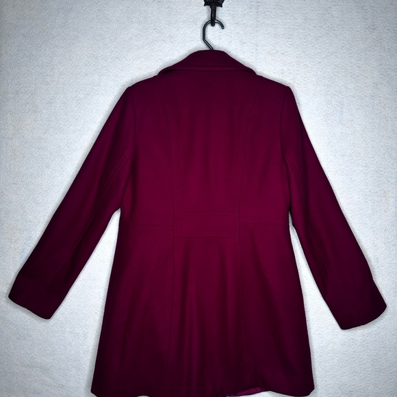 Anne Klein Burgundy Double Breasted PeaCoat Size M - Picture 2 of 5